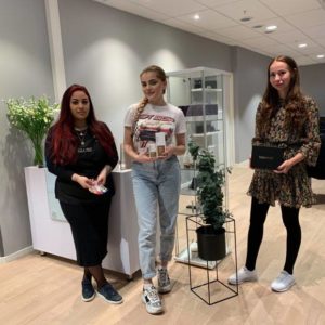 tre damer i salong
